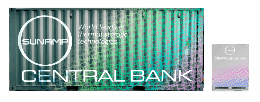 Vergelijking tussen Central Bank Mini en traditioneel buffervat qua formaat en opslagcapaciteit